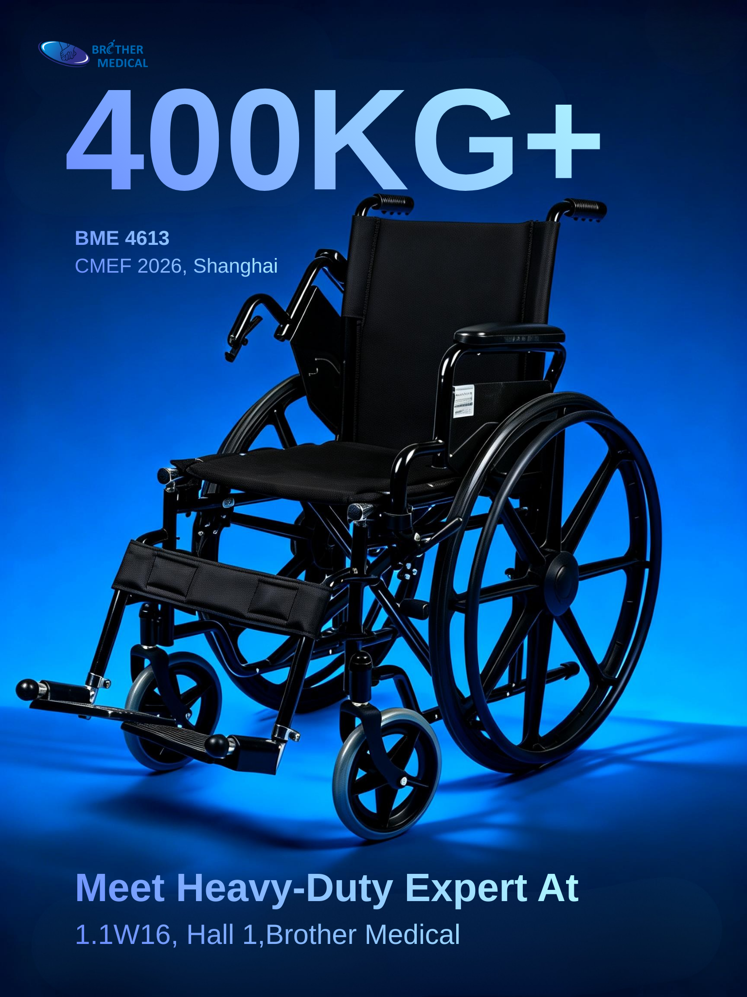 Confirmatum 300kg capacitatem fingendi detail bariatricis wheelchair pro CMEF MMXVI.