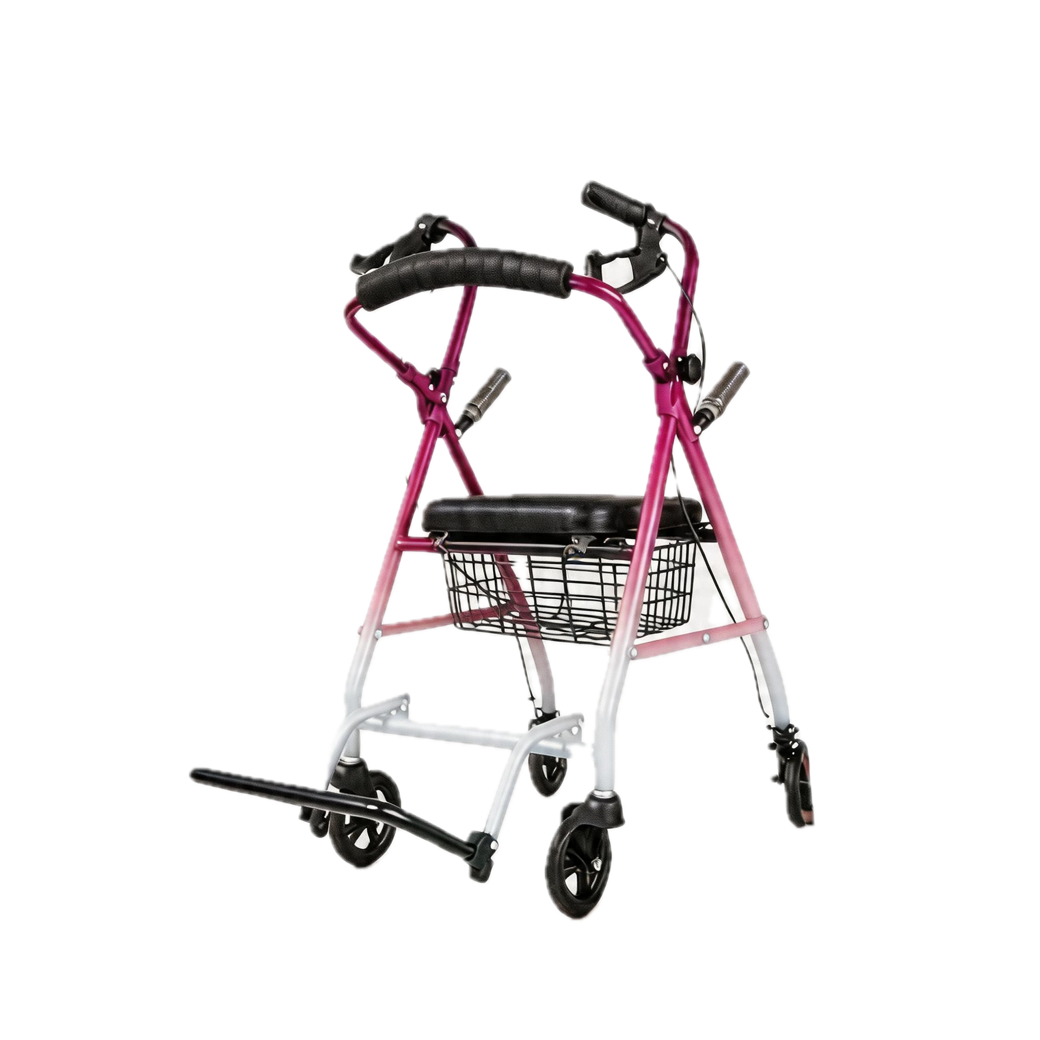 BME885 II-in-I Foldable Rollator et onerariam Cathedram cum Padded Sedes et Foldable Footrest