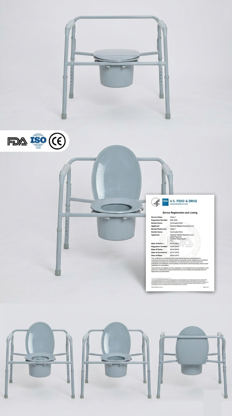 FDA plicatilis bariatrica descripti commode cum tabula ferrea durabili, sustinens usque ad 650 libras. Certificatus pro instrumento medicinae US (DME) mercatus, obsecundans cum HCPCS codice E0168.