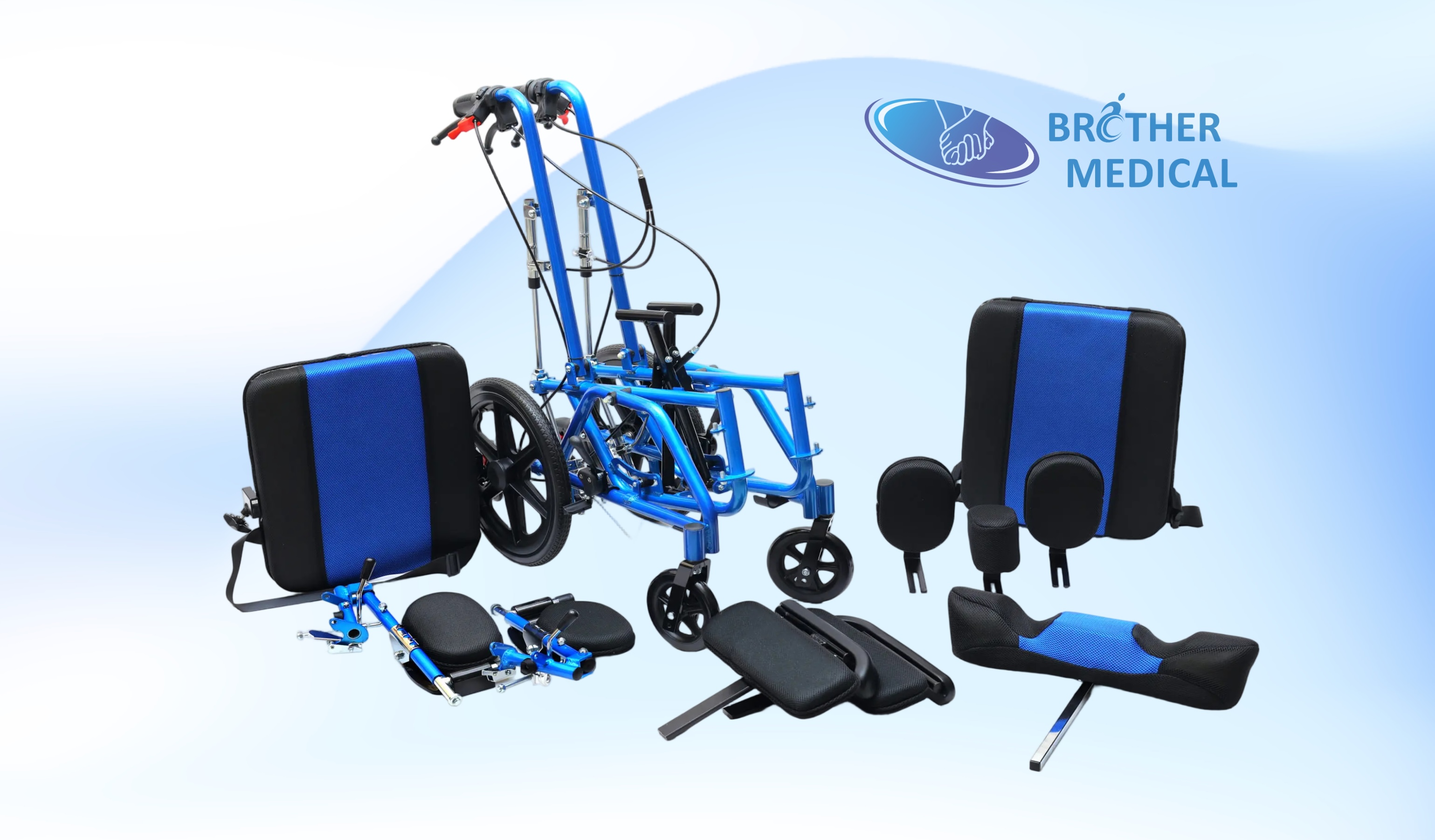 Adjustable Pediatric Cerebri Paralysi Wheelchair | Incrementum Promptus Aluminium Mobility Aid (Blue)