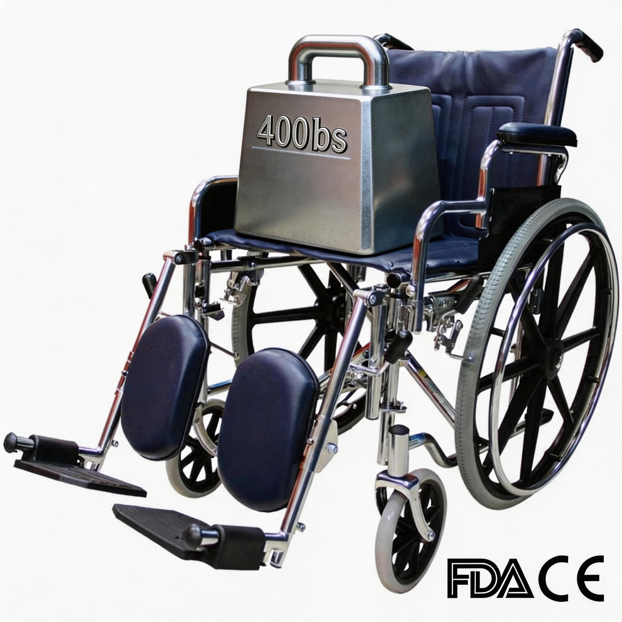 BME4618 Chrome Plated Bariatric Wheelchair - 400 libras Gravis Officium Mobilitas