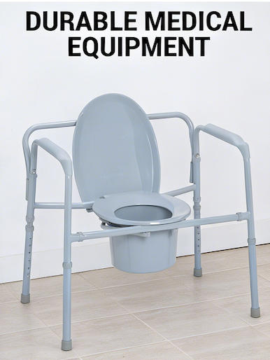 Lupum Bariatric Bedside Commode - Foldable Ferro Frame, 500lb/650lb/1000lb Capacitas - FDA & CE Approbata