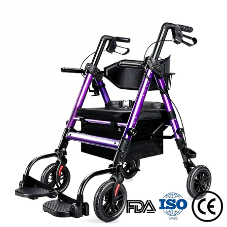 BME888 gravis Officium 450lbs Capacitas Bariatric II-in-I Rollator onerariam Cathedram cum Lata Padded Sedes et Foldable Footrest