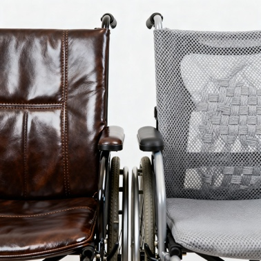Wheelchair Sedes et Back Cushion Leather vs Nylon Fabric1