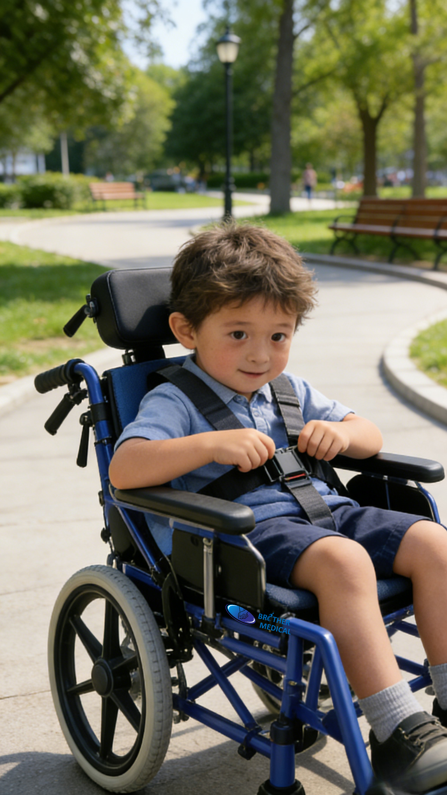 Adjustable Pediatric Cerebri Paralysi Wheelchair | Incrementum Promptus Aluminium Mobility Aid (Blue)