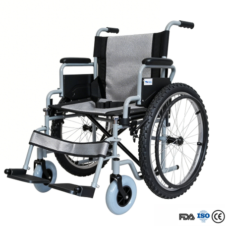 Wholesale Fat Tyre All-Terrain Manual Wheelchair | Vestibulum Audi Rotae & Gravis Officium Steel Frame