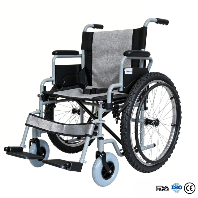 Wholesale Fat Tyre All-Terrain Manual Wheelchair | Vestibulum Audi Rotae & Gravis Officium Steel Frame
