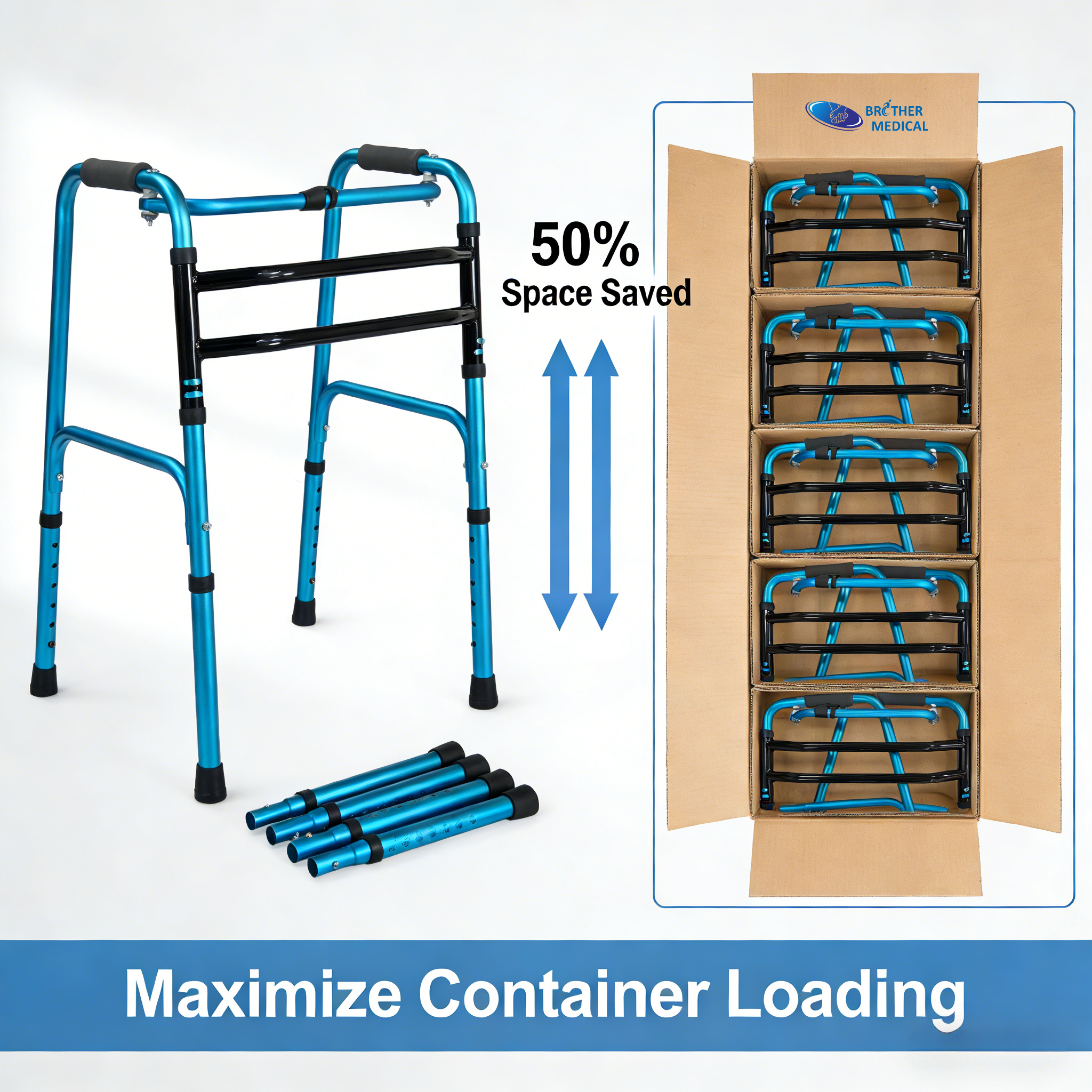 Aluminium Walker 3500 pede per 40HQ continens loading