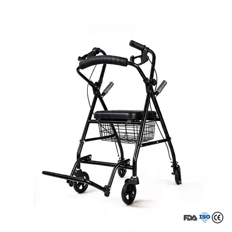 BME885 II-in-I Foldable Rollator et onerariam Cathedram cum Padded Sedes et Foldable Footrest