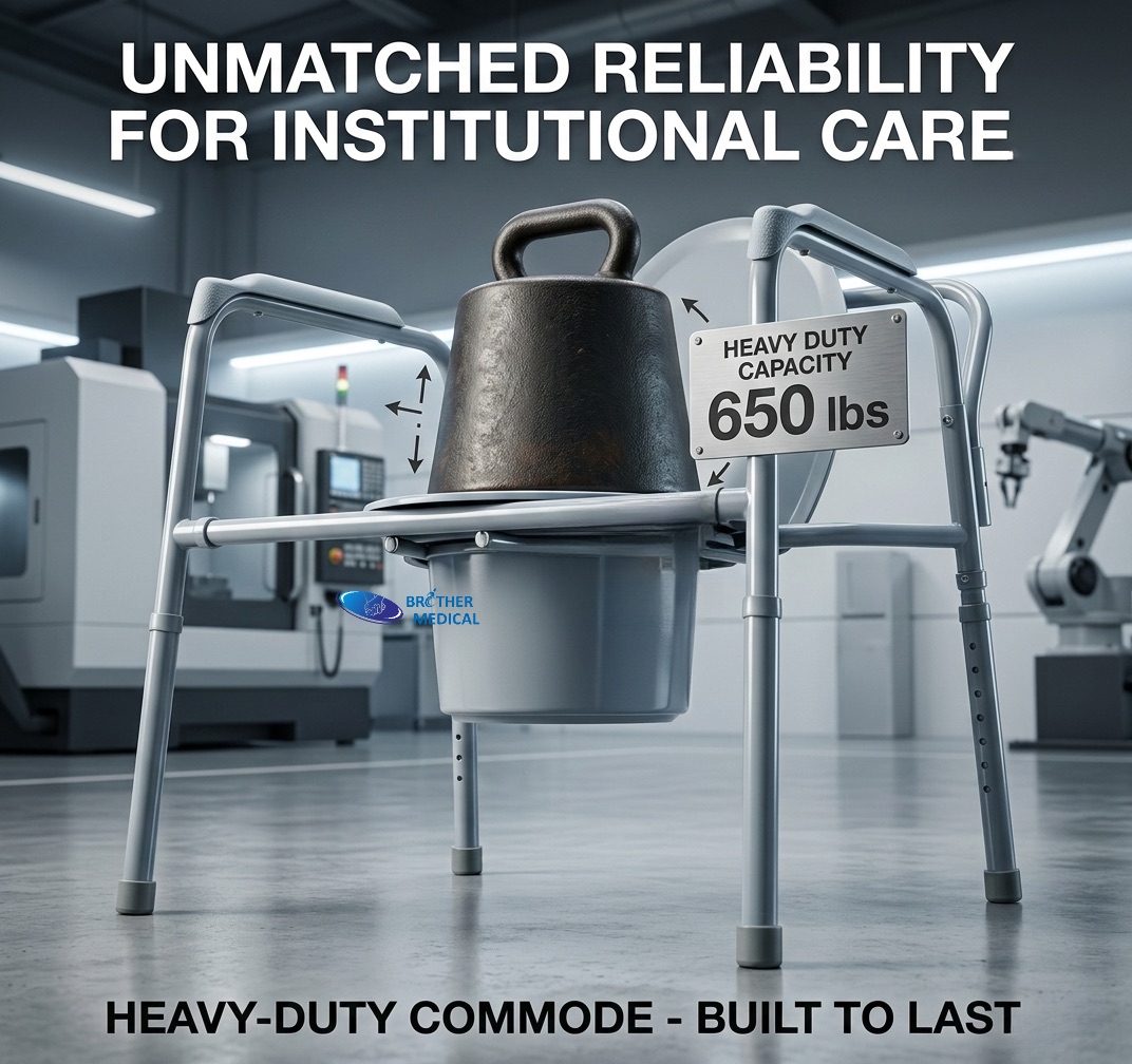 Gravis officium lecto bariatricis commode cum 650 pondo capacitatis ponderis e ponderibus plumbeis industrialibus verificatis; firmum firmatur pectora ferro adips cura.