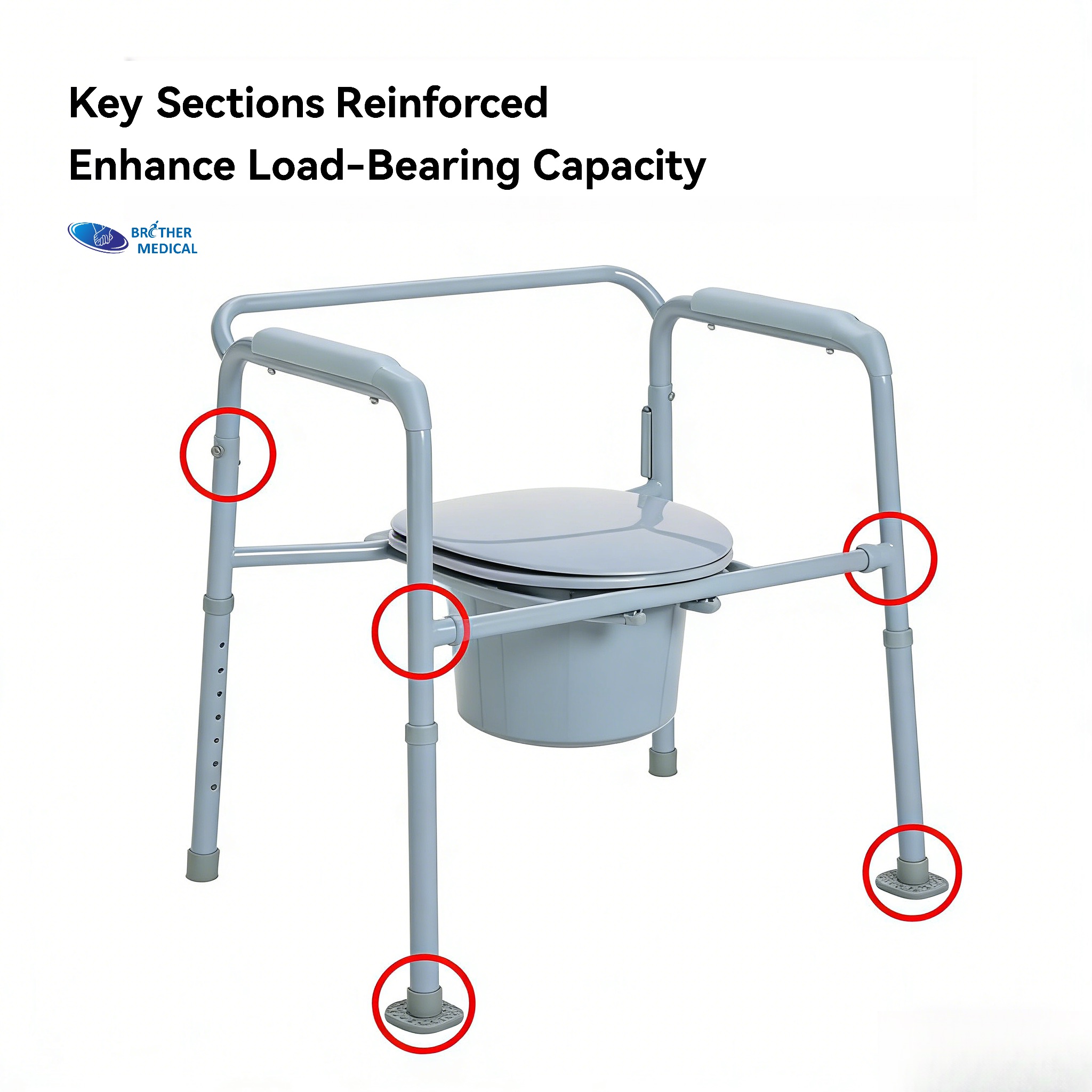 Prope praecisionis junctionis in Frater Medical professio-gradus bariatricis valvae commode chair. Sectiones sectiones augendae augendae Load-ferenti Capacity 