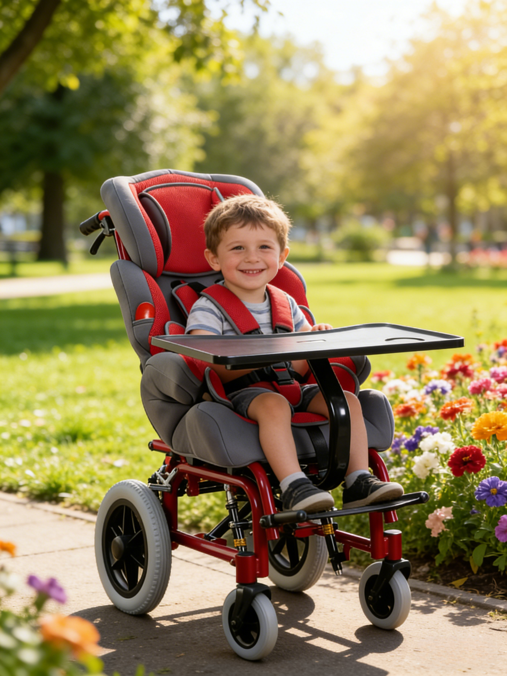 Red Cerebri Paralysi Wheelchair ad Baby