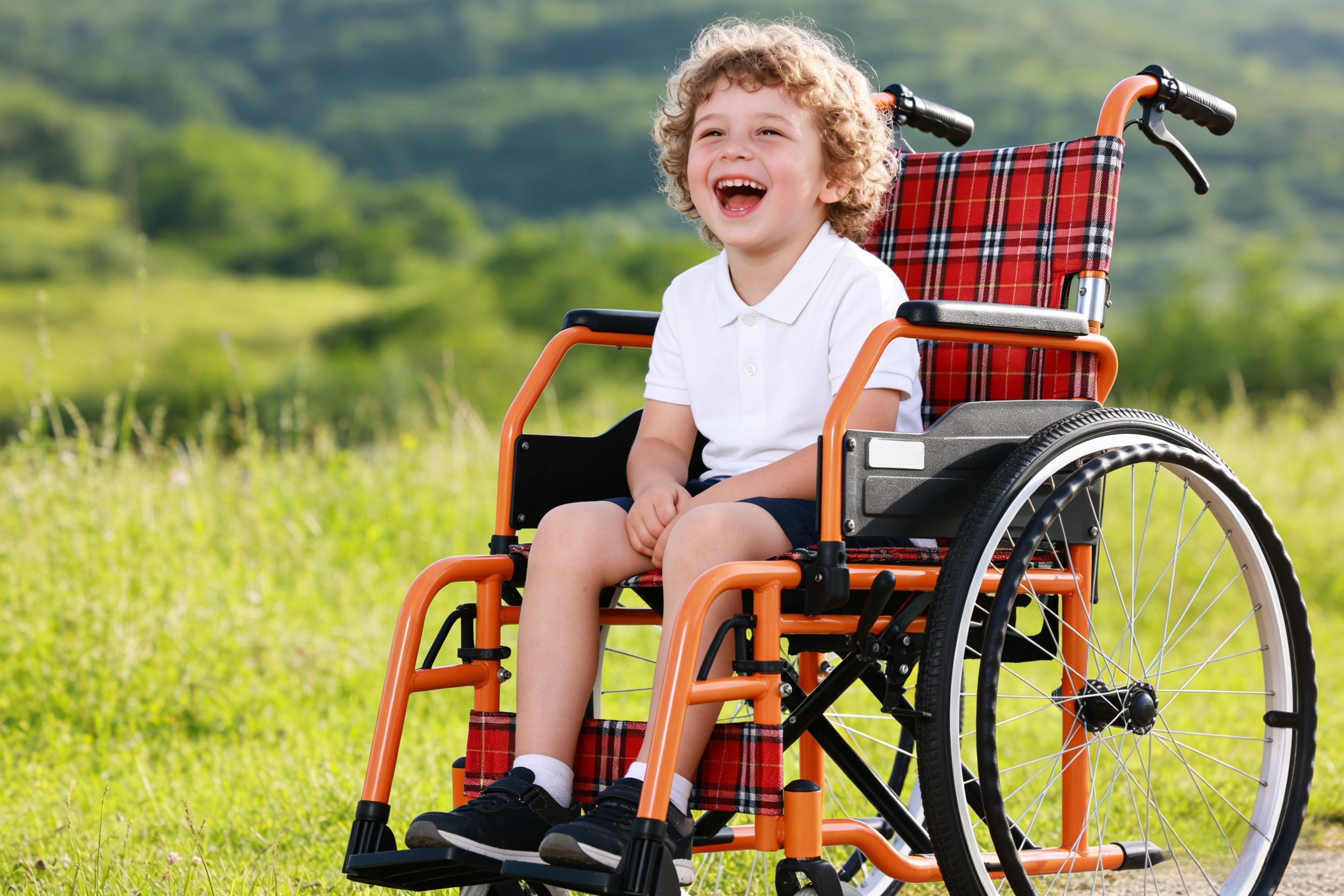 Contentus Kid in Frater Medical scriptor Pediatric Wheelchair, Outdoor