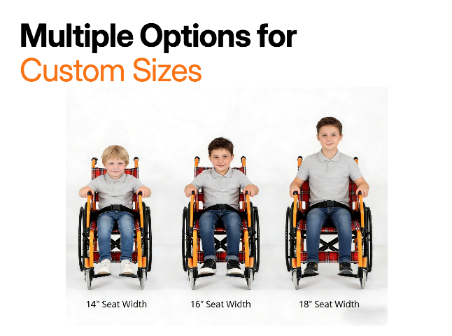 Tres magnitudinum pediatricorum wheelchairs pro haedos, pubescentes et adolescentes wheelchair Pediatrici cum consuetudine amplitudinis et consuetudinis sedis latitudinis. 