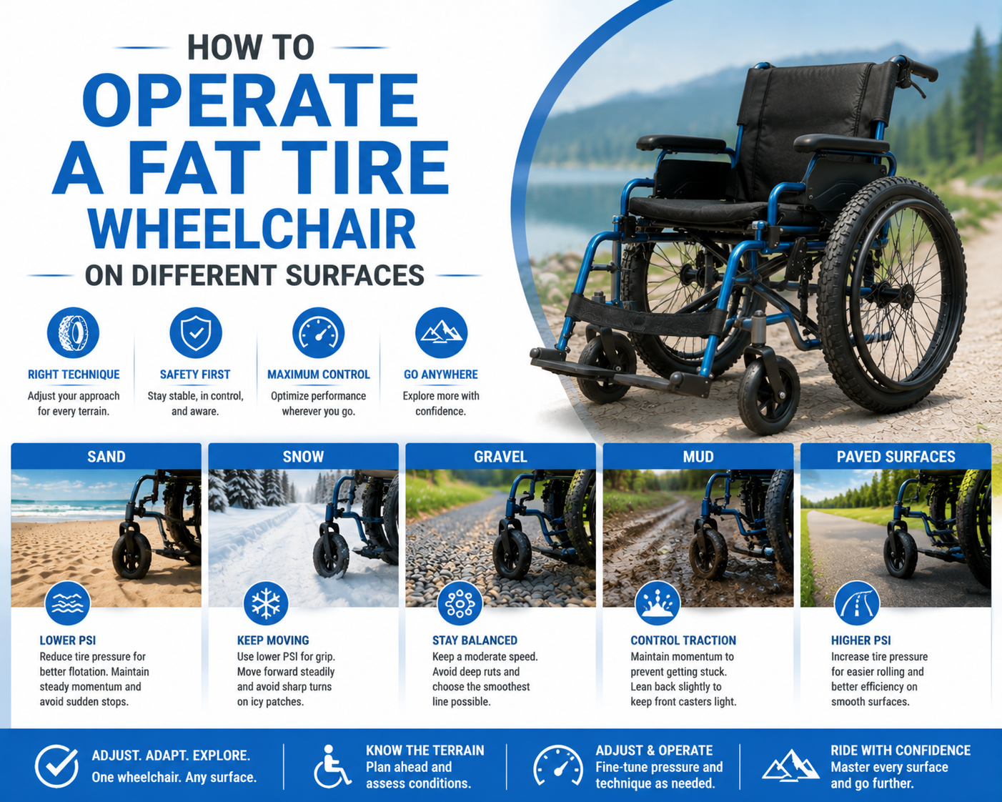 How To Operate A Fat Tyre Wheelchair On Different Surfaces?