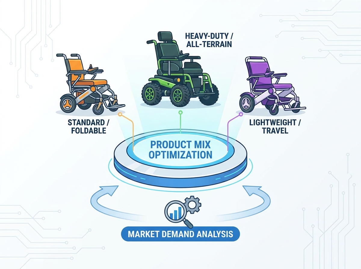 Electric wheelchair product mix and showroom inventory