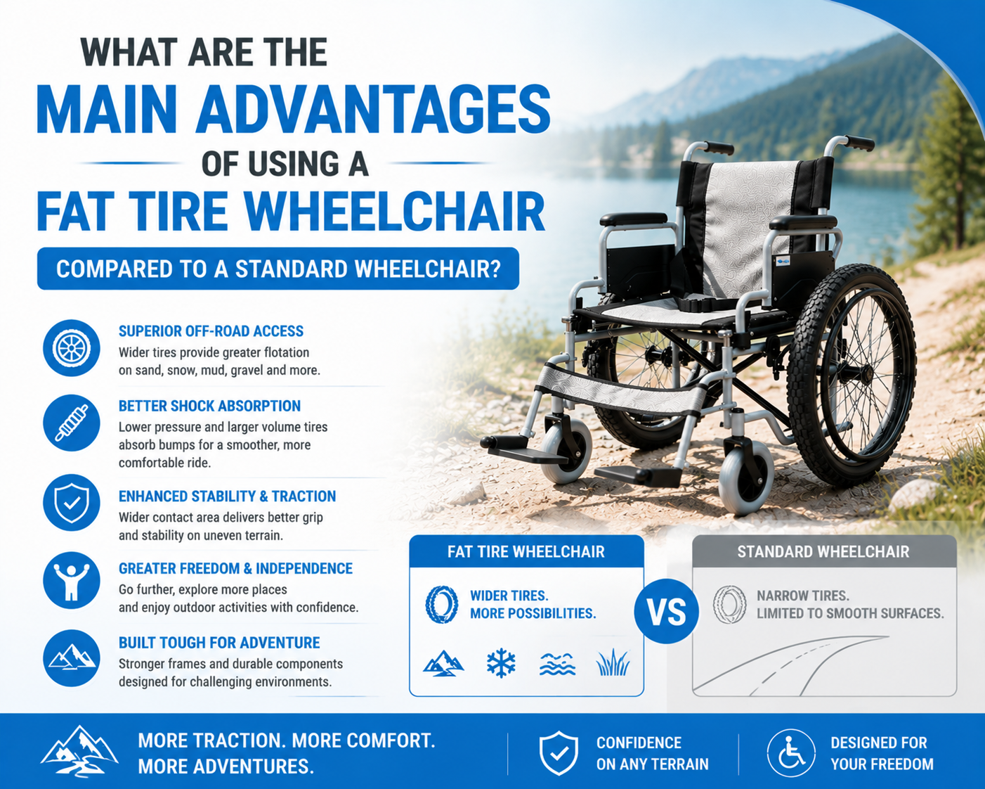 Quaenam sunt Praecipua Commoda Usurae Fat Tyro Wheelchair Ad A Standard Wheelchair?